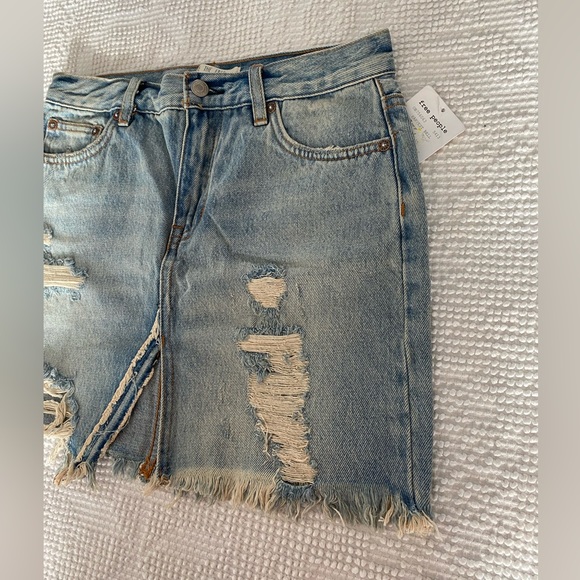 Free People We the Free Harvest Bell Denim Distressed Skirt - Picture 3 of 8